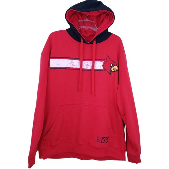 University of Louisville Cardinals Hooded Sweatshirt XL XLARGE Men Red, Pockets - Picture 1 of 4